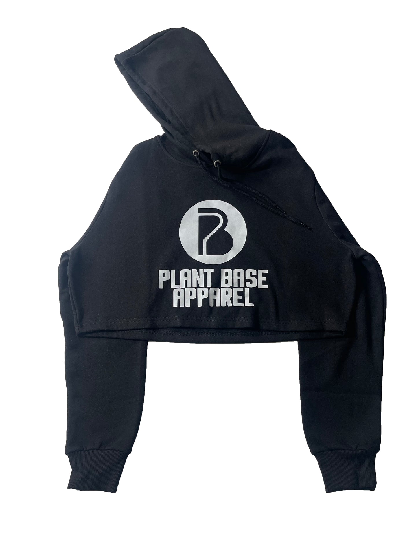 PLANT BASE APPAREL WOMEN'S CROP TOP HOODIE BLACK
