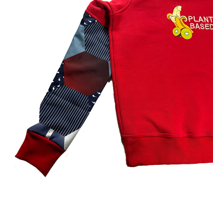 PLANT BASE COCK MEN'S PATCHWORK EMBROIDERY CREW NECK