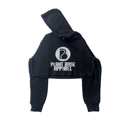 PLANT BASE APPAREL WOMEN'S CROP TOP HOODIE BLACK